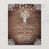 Rustic String Lights Mason Jar Wedding Uitnodiging (Voorkant)