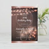 Rustic String Lights Mason Jars Metallic Roos Gold Kaart (Staand voorkant)