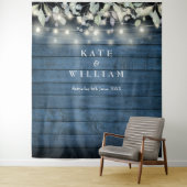 Rustic String Lights Mason Jars Photo Backdrop Wandkleed (In situ)