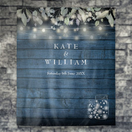 Rustic String Lights Mason Jars Photo Backdrop Wandkleed