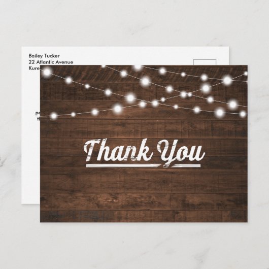 Rustic String Lights Modern Dank u Briefkaart (Voorkant / Achterkant)