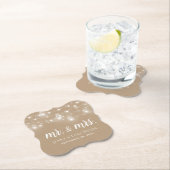 Rustic String Lights Mr. en Mrs Wedding Monogram Kartonnen Onderzetters (Insitu)