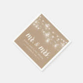 Rustic String Lights Mr. en Mrs Wedding Monogram Servet (Hoek)