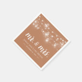 Rustic String Lights Mr. en Mrs Wedding Monogram Servet (Hoek)