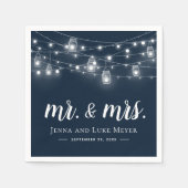 Rustic String Lights Mr. en Mrs Wedding Monogram Servet (Voorkant)