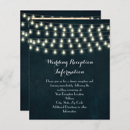 Rustic String Lights Navy Blue Wedding (Voorkant / Achterkant)