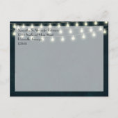  Rustic String Lights Navy Blue Wedding Aankondigingskaart (Achterkant)