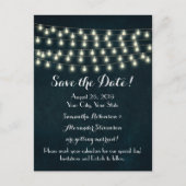 Rustic String Lights Navy Blue Wedding Aankondigingskaart (Voorkant)