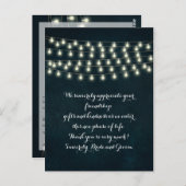  Rustic String Lights Navy Blue Wedding Briefkaart (Voorkant / Achterkant)