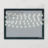  Rustic String Lights Navy Blue Wedding Briefkaart (Achterkant)