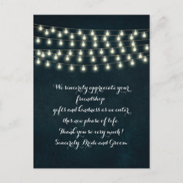  Rustic String Lights Navy Blue Wedding Briefkaart