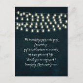  Rustic String Lights Navy Blue Wedding Briefkaart (Voorkant)