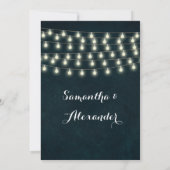  Rustic String Lights Navy Blue Wedding Kaart (Achterkant)