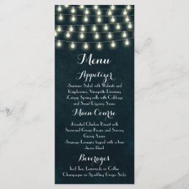  Rustic String Lights Navy Blue Wedding Menu