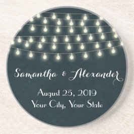  Rustic String Lights Navy Blue Wedding Zandsteen Onderzetter