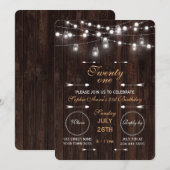 Rustic String Lights Old Barn Birthday Party Kaart (Voorkant / Achterkant)