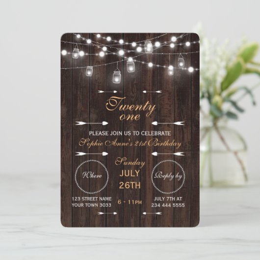 Rustic String Lights Old Barn Birthday Party Kaart (Staand voorkant)