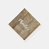 Rustic String Lights op Faux Wood Vrijgezellenfees Servet (Hoek)