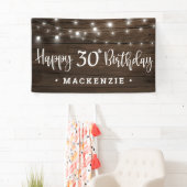 Rustic String Lights op hout 30e verjaardag Spandoek (Insitu)