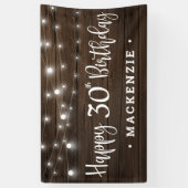 Rustic String Lights op hout 30e verjaardag Spandoek (Verticaal)