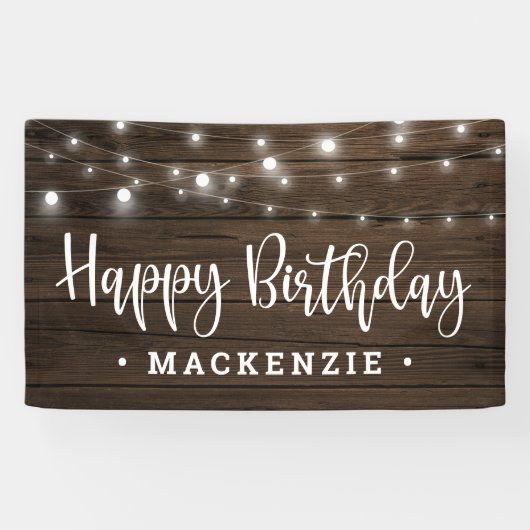 Rustic String Lights op Houthday Spandoek (Horizontaal)