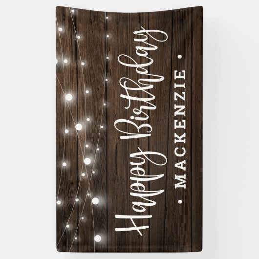 Rustic String Lights op Houthday Spandoek (Verticaal)