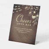 Rustic String Lights Open Bar Sign Reclamebord Met Voetstuk (Voorkant)