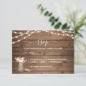 Rustic String Lights Peony Wedding RSVP Kaartje (Staand voorkant)
