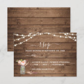Rustic String Lights Peony Wedding RSVP Kaartje (Voorkant / Achterkant)