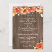 Rustic String Lights Poppy Summer Wedding Kaart (Voorkant)