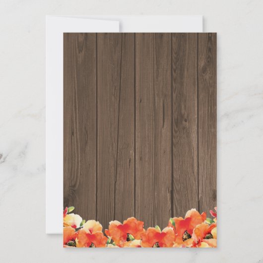 Rustic String Lights Poppy Summer Wedding Kaart (Achterkant)