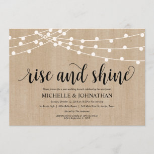 Rustic String Lights Post Wedding Brunch Invites Kaart