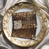 Rustic String Lights QR-code de avond ervoor Informatiekaartje