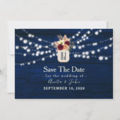 Rustic String Lights Red de datum Save The Date (Voorkant)