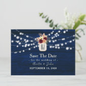 Rustic String Lights Red de datum Save The Date (Staand voorkant)