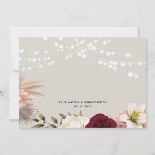 Rustic String Lights Red de datum Save The Date (Achterkant)