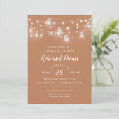Rustic String Lights Rehearsal Dinner Invitation Kaart (Staand voorkant)