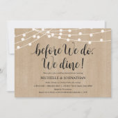 Rustic String Lights Rehearsal Dinner Invites Kaart (Voorkant)