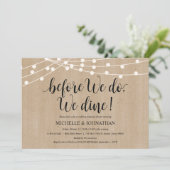 Rustic String Lights Rehearsal Dinner Invites Kaart (Staand voorkant)