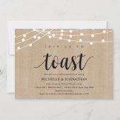 Rustic String Lights Rehearsal Dinner Invites Kaart (Voorkant)