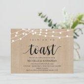 Rustic String Lights Rehearsal Dinner Invites Kaart (Staand voorkant)
