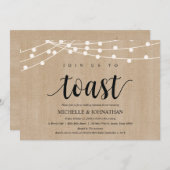 Rustic String Lights Rehearsal Dinner Invites Kaart (Voorkant / Achterkant)