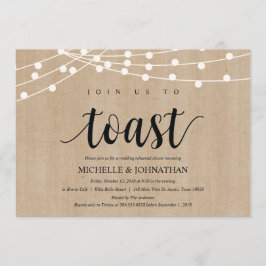 Rustic String Lights Rehearsal Dinner Invites Kaart