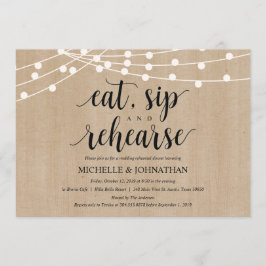 Rustic String Lights Rehearsal Dinner Invites Kaart