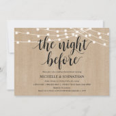 Rustic String Lights Rehearsal Dinner Invites Kaart (Voorkant)