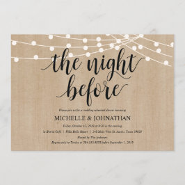 Rustic String Lights Rehearsal Dinner Invites Kaart