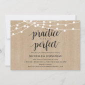 Rustic String Lights Rehearsal Dinner Invites Kaart (Voorkant)