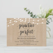 Rustic String Lights Rehearsal Dinner Invites Kaart (Staand voorkant)