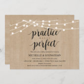 Rustic String Lights Rehearsal Dinner Invites Kaart (Voorkant / Achterkant)