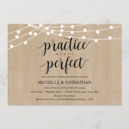 Rustic String Lights Rehearsal Dinner Invites Kaart